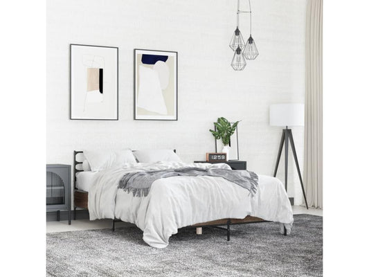 Cadre de lit en bois effet chêne, 120 x 200 cm, marron