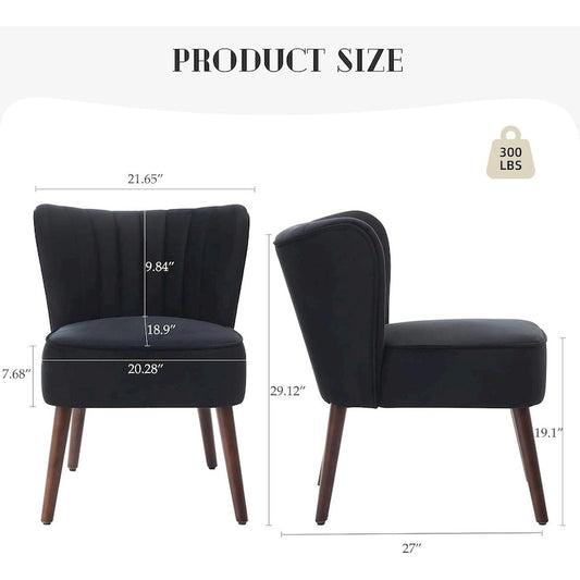 Fauteuil d'appoint moderne en velours, fauteuil de salon rembourré et moelleux avec pieds en bois