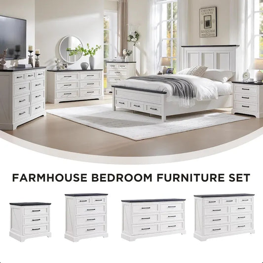 Commode de style campagnard à 9 tiroirs pour chambre à coucher, commode en bois