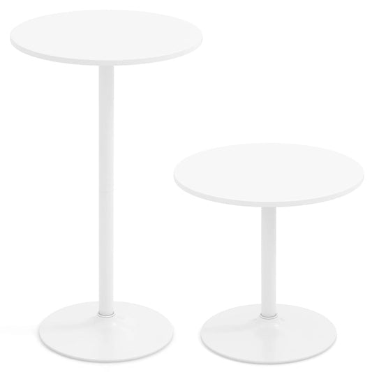 Table bistro en MDF blanc et métal avec piètement rond stable