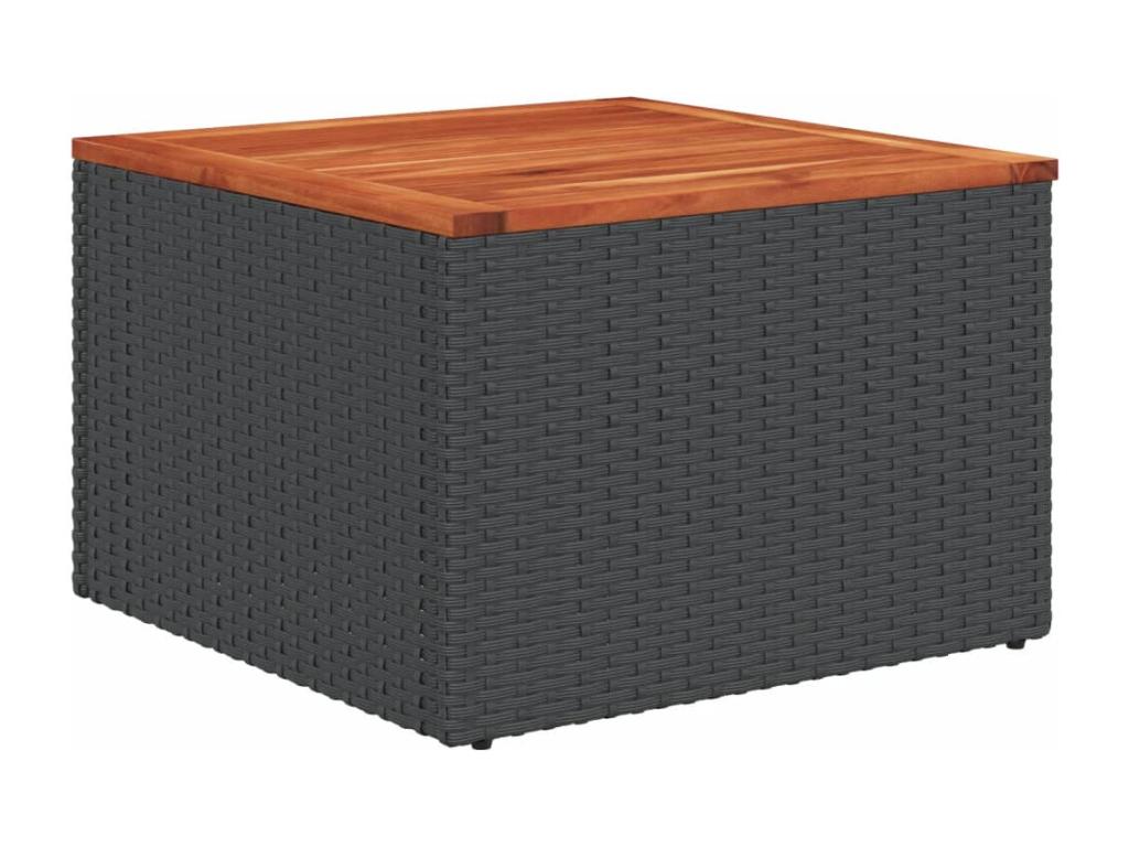 Ensemble de mobilier de jardin 9 pièces avec coussins, en résine tressée noire.