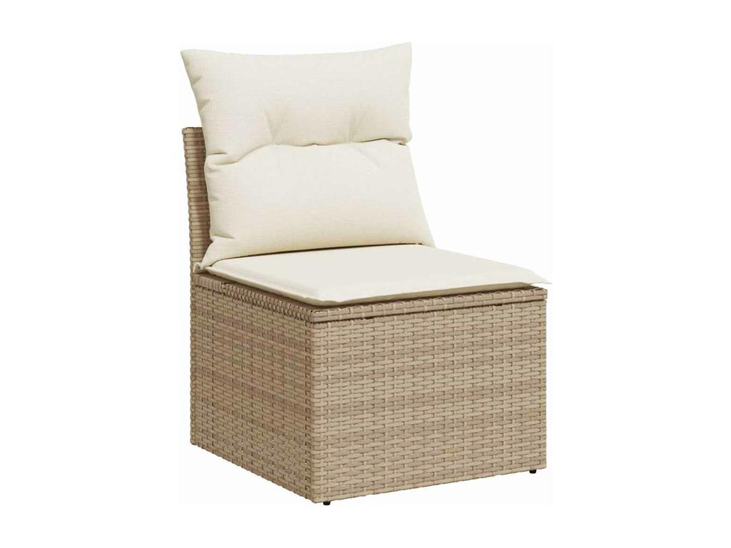 Ensemble de mobilier de jardin 5 pièces avec coussins, en résine tressée beige