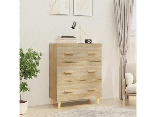 Buffet en bois imitation chêne, 70 x 34 x 90 cm, marron