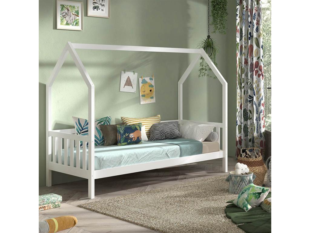 Lit en pin massif, 90 x 200 cm, blanc