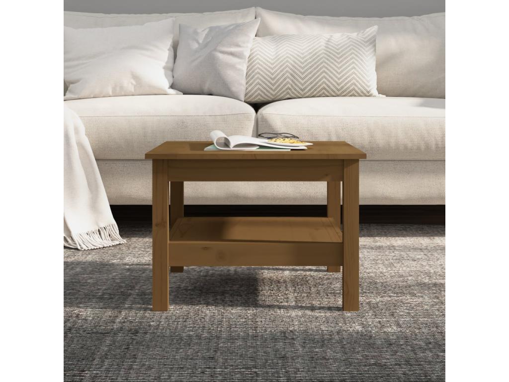 Table basse en bois massif, 55 x 55 x 40 cm, marron