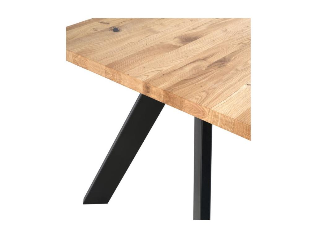 Table de salle à manger en chêne massif, 200 cm, noire