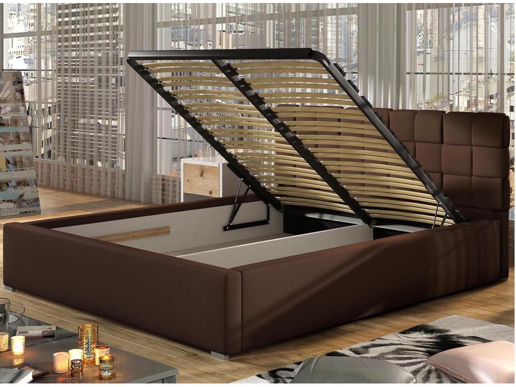 Lit en tissu, 140 x 200 cm, gris