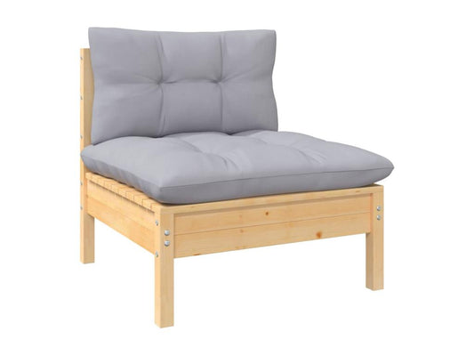 Ensemble de mobilier de jardin 8 pièces avec coussins, en pin massif gris