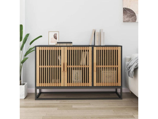 Buffet en bois composite, 105 x 30 x 65 cm, noir