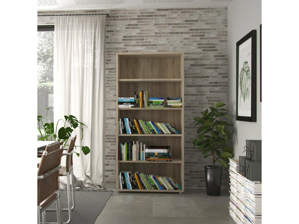 Bibliothèque en bois imitation chêne, 89 x 40 cm, beige