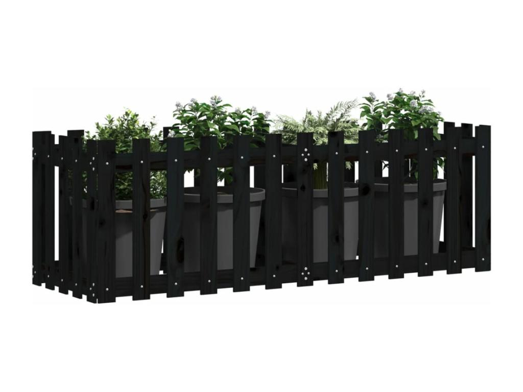 Lit en pin massif, 150 x 50 x 50 cm, noir