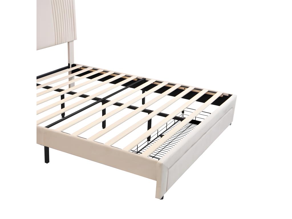 Lit en velours, 140 x 200 cm, beige