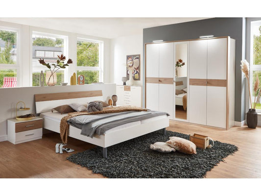 Commode en bois effet chêne, blanche