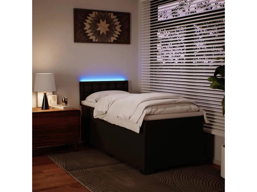 Lit en cuir, 90 x 200 cm, noir