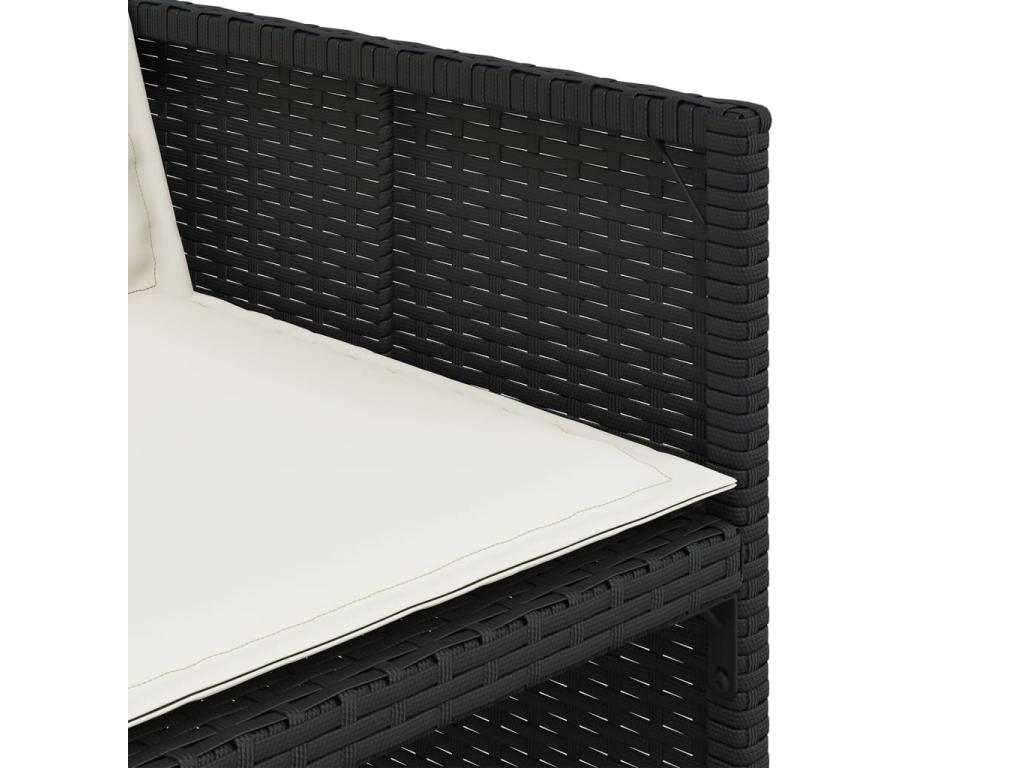 Ensemble de mobilier de jardin 9 pièces avec coussins, en résine tressée noire.