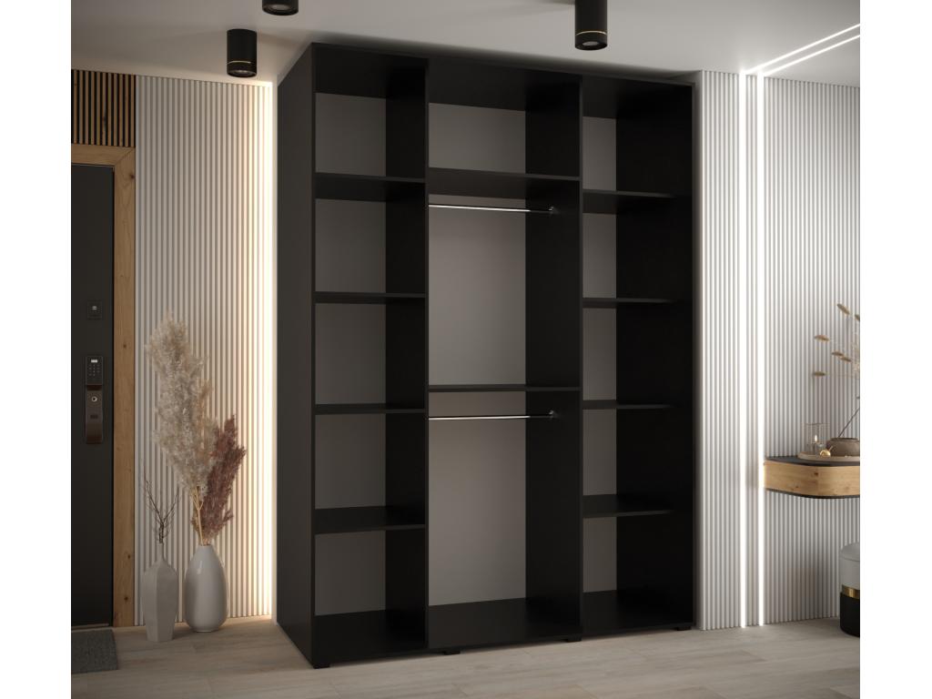 Armoire coulissante à 3 portes, 170 x 60 x 235,2 cm, noire