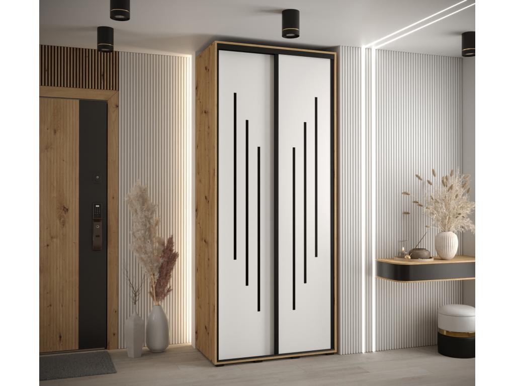 Armoire coulissante à 2 portes, 110 x 60 x 235,2 cm, noire