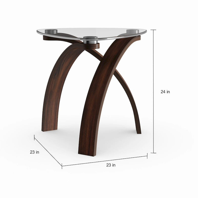 Table d'appoint moderne à plateau en verre et pieds arqués Strick & Bolton Ascott