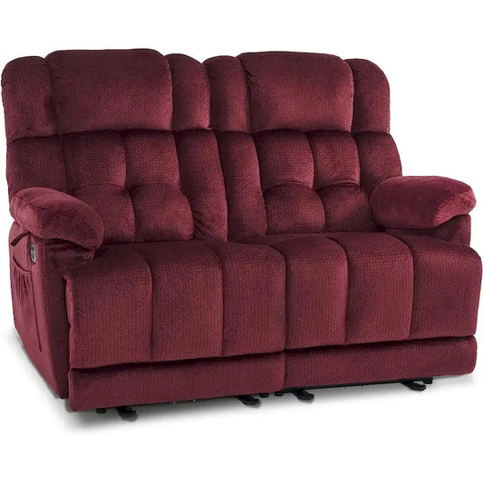 Canapé inclinable électrique MCombo deux places avec chauffage et massage, tissu 6237