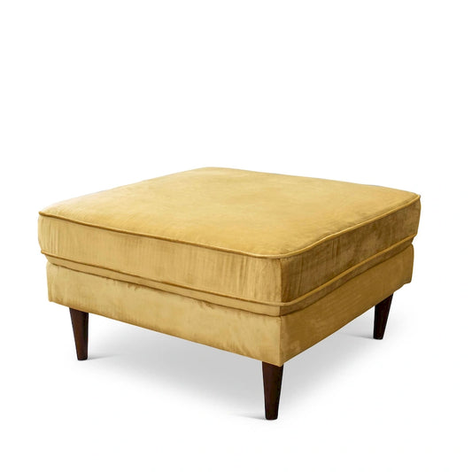 Pouf carré Flavia en velours, style moderne du milieu du siècle