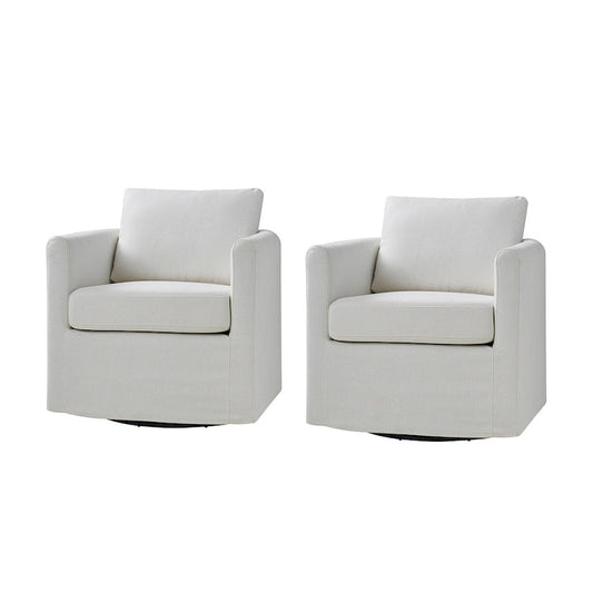 Fauteuil pivotant moderne Erkenbald à 360 degrés avec housse amovible (lot de 2) par HULALA HOME
