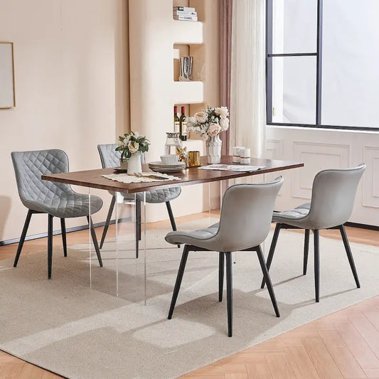 Ensemble de 2 chaises de salle à manger modernes en cuir rembourrées