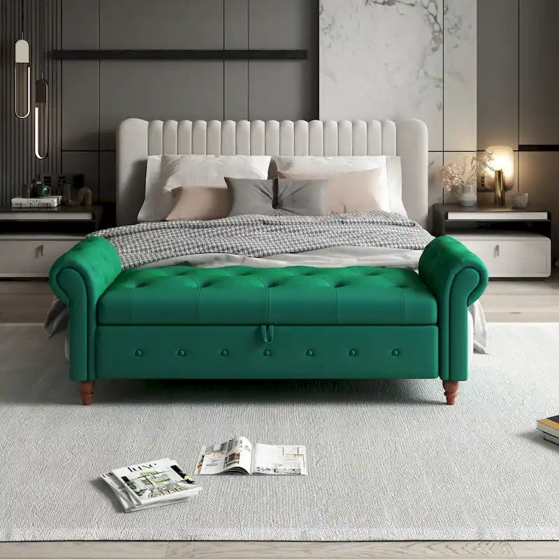 Banc de lit en tissu 63 avec rangement