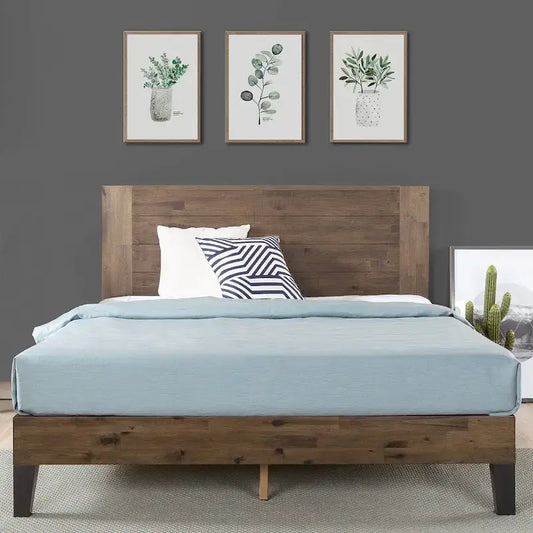 Priage by ZINUS Cadre de lit plateforme en bois marron avec tête de lit