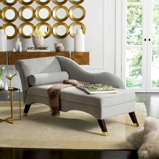 Chaise longue SAFAVIEH Karan style moderne milieu du siècle avec coussin - 63 cm (L) x 28 cm (P) x 30 cm (H)