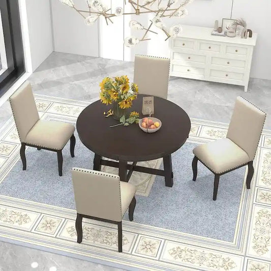 Ensemble de salle à manger de style campagnard 5 pièces avec table et 4 chaises extensibles