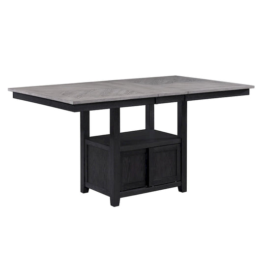 Table de comptoir Patricia, hauteur réglable de 152 à 183 cm, extensible, gris clair et noir.