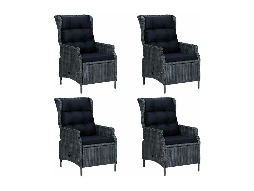 Ensemble de mobilier de jardin 5 pièces, gris