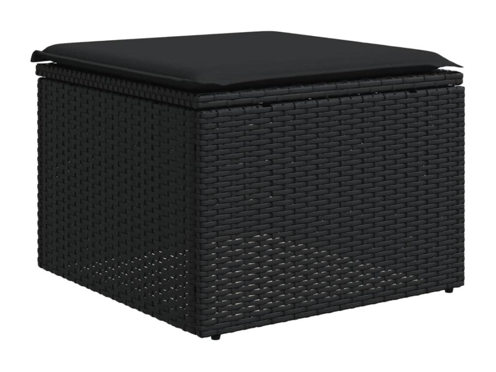 Ensemble de mobilier de jardin 12 pièces avec coussins, en résine tressée noire.