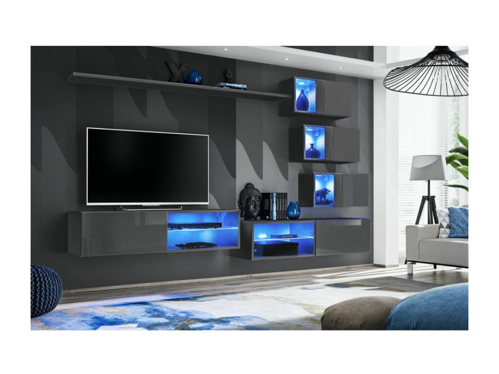 Meuble TV, 170 cm, gris