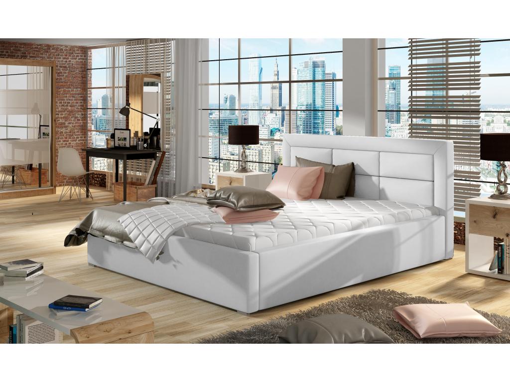 Lit en cuir, 140 x 200 cm, marron