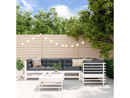 Ensemble de mobilier de jardin 6 pièces en pin massif blanc