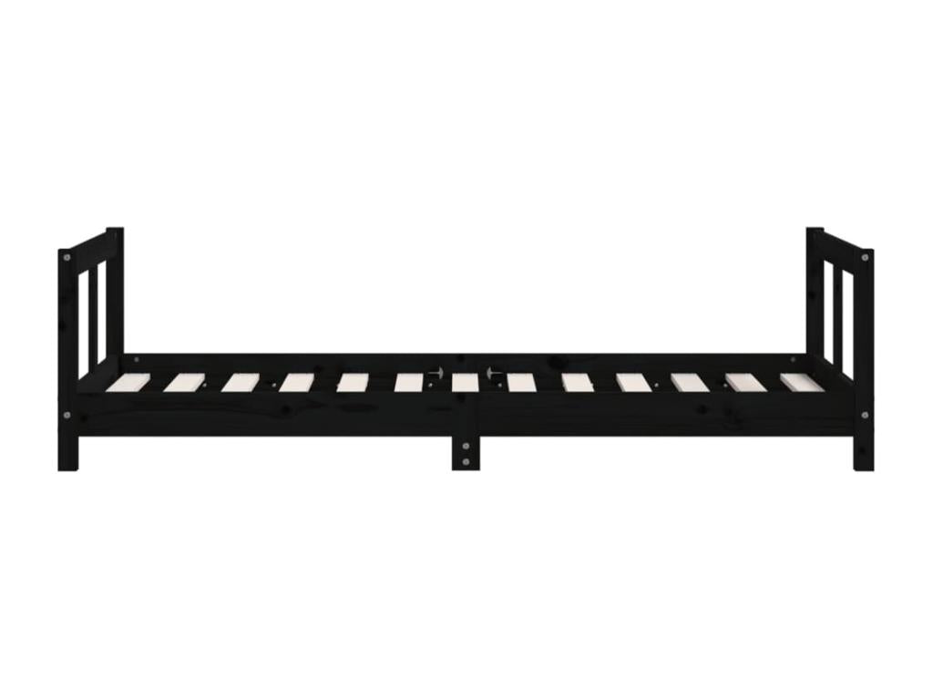 Cadre de lit en pin massif, 80 x 160 cm, noir