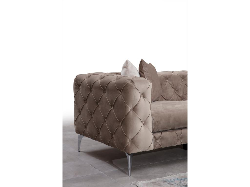 Canapé en velours, 270 cm, beige