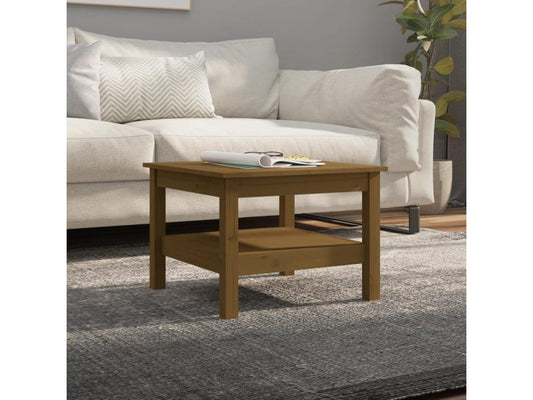 Table basse en bois massif, 55 x 55 x 40 cm, marron