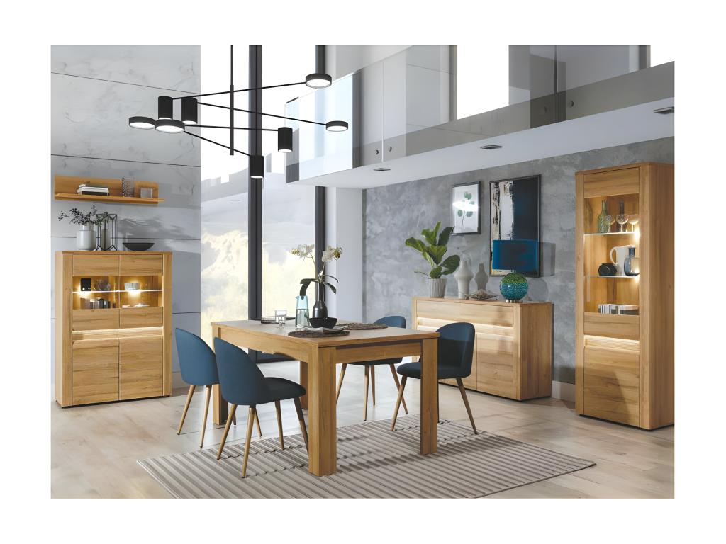 Meuble de maison 4 portes en bois imitation chêne, 132 cm, naturel