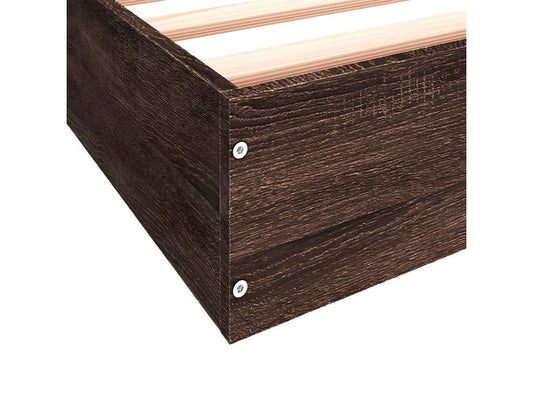 Cadre de lit en bois effet chêne, 135 x 190 cm, marron