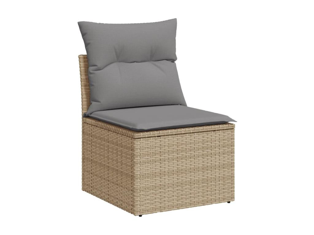 Ensemble de mobilier de jardin 13 pièces avec coussins, en résine tressée beige