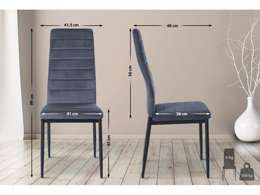 Chaise de salle à manger en métal, grise