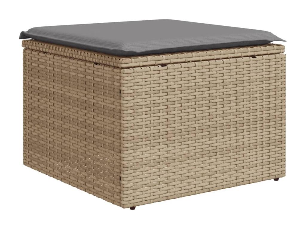 Ensemble de mobilier de jardin 6 pièces avec coussins, en résine tressée beige