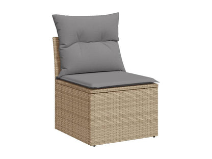 Ensemble de mobilier de jardin 8 pièces avec coussins, en résine tressée beige