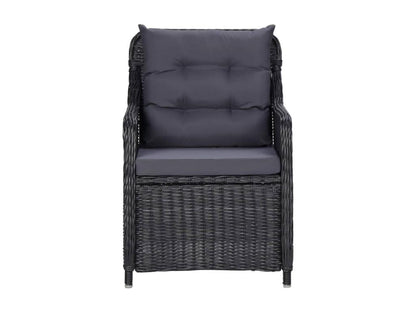 Ensemble de mobilier de jardin 3 pièces, noir