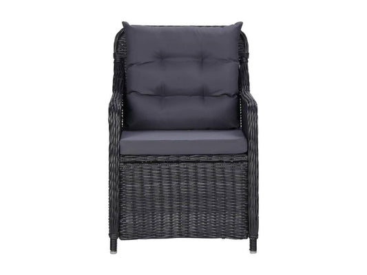 Ensemble de mobilier de jardin 3 pièces, noir