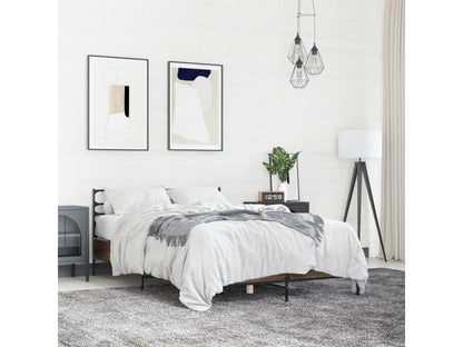 Cadre de lit en bois effet chêne, 120 x 200 cm, marron