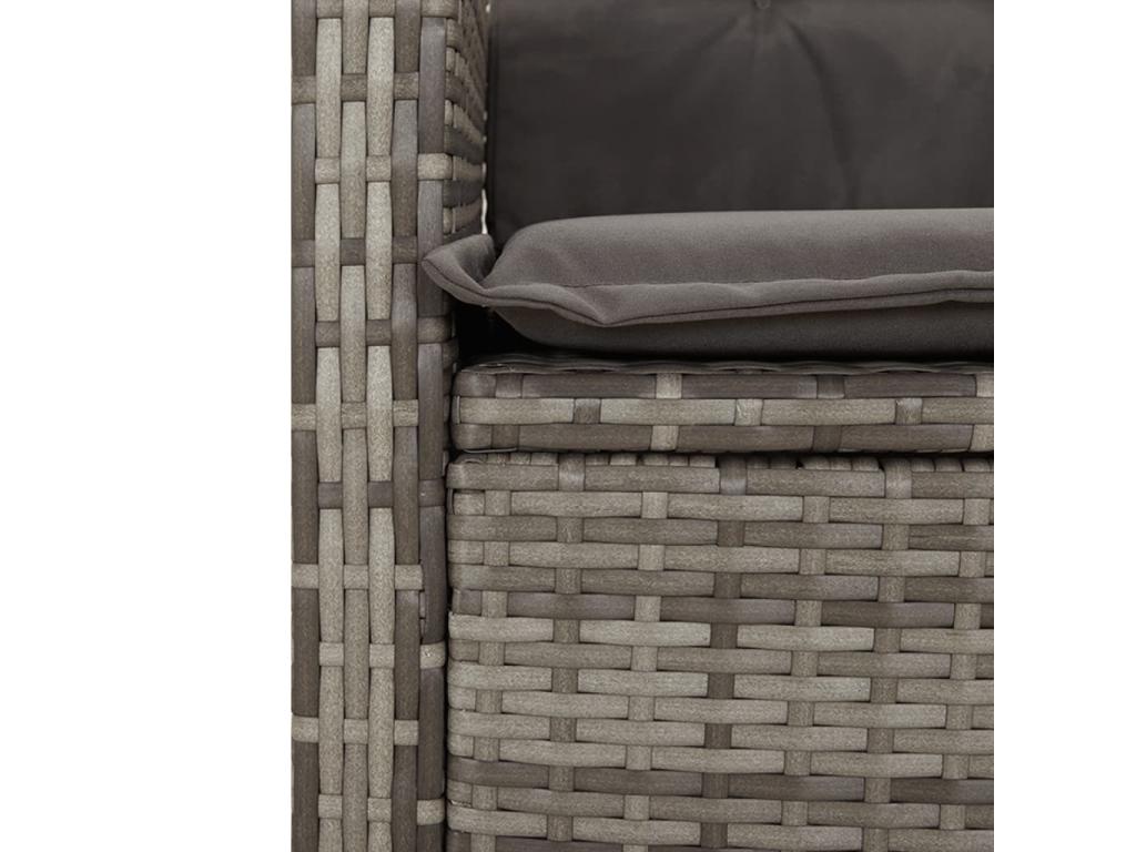 Ensemble de mobilier de jardin 5 pièces avec coussins, en résine tressée grise