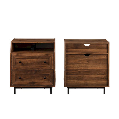 Table de chevet moderne Middlebrook à 2 tiroirs avec port USB, lot de 2